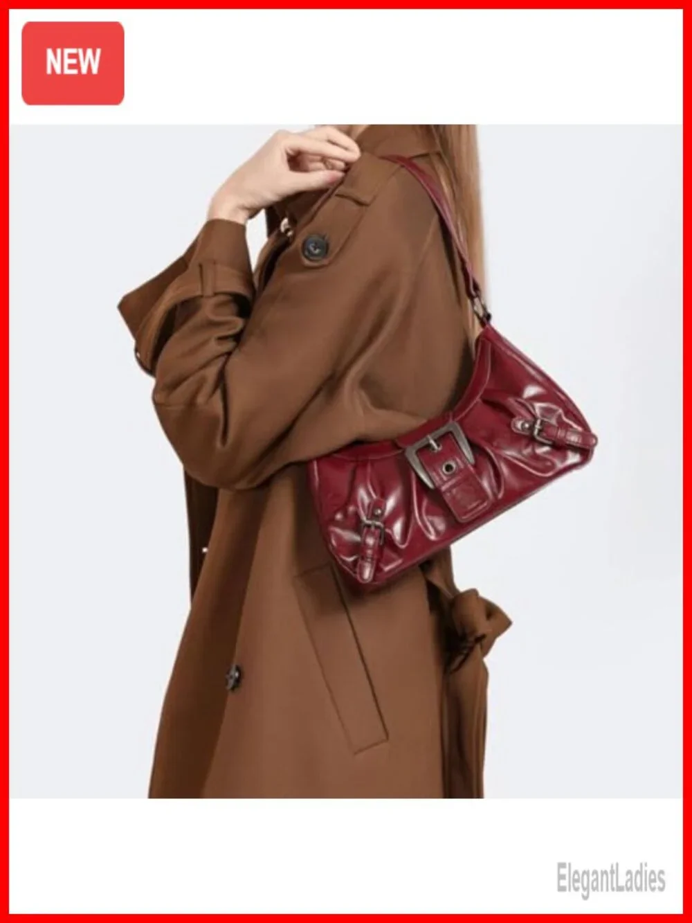 Small Hobo Bag Faux Leather Shoulder Clutch Punk Purse